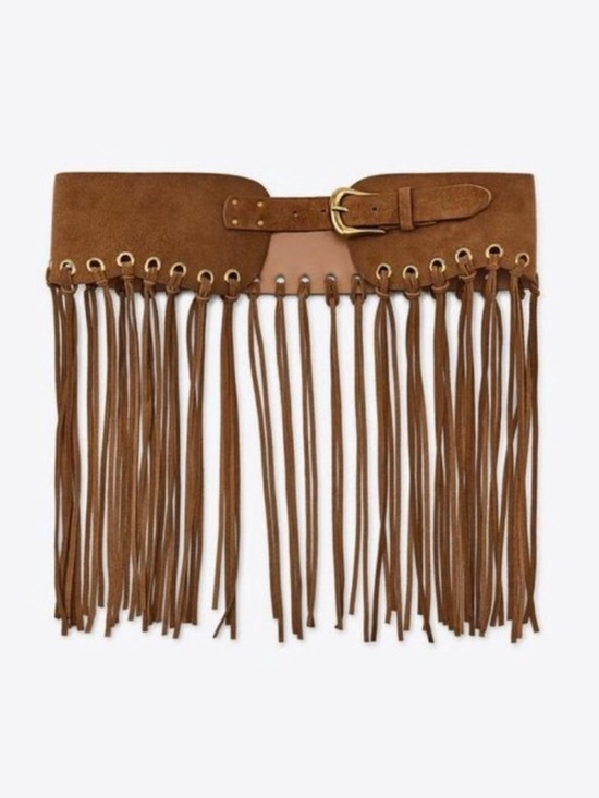 Zara Accessories - NWT Zara Brown Leather Fringe Cummerbund Belt Buckle Boho Festival Cowgirl Chic